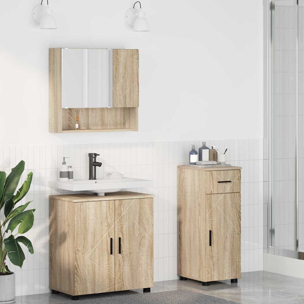 Badrumsmöbelset 3 pcs Sonoma Ek 61 x 35 x 64 cm