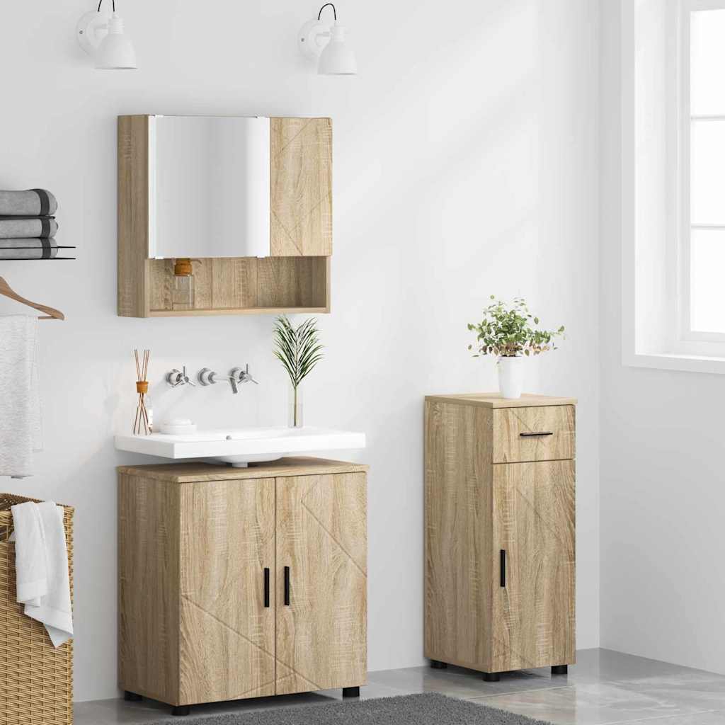 Badrumsmöbelset 3 pcs Sonoma Ek 61 x 35 x 64 cm
