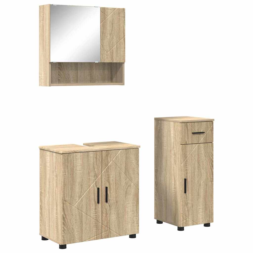 Badrumsmöbelset 3 pcs Sonoma Ek 61 x 35 x 64 cm
