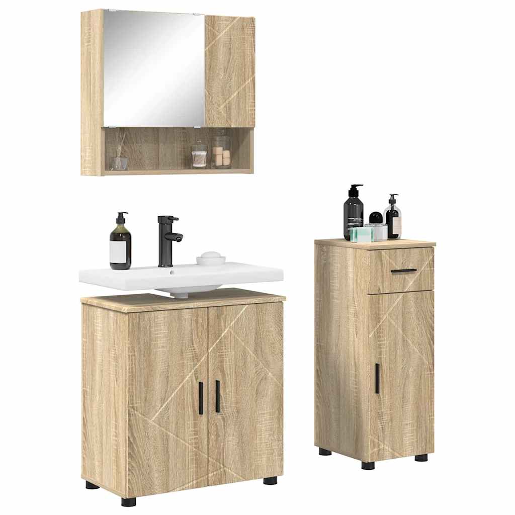 Badrumsmöbelset 3 pcs Sonoma Ek 61 x 35 x 64 cm