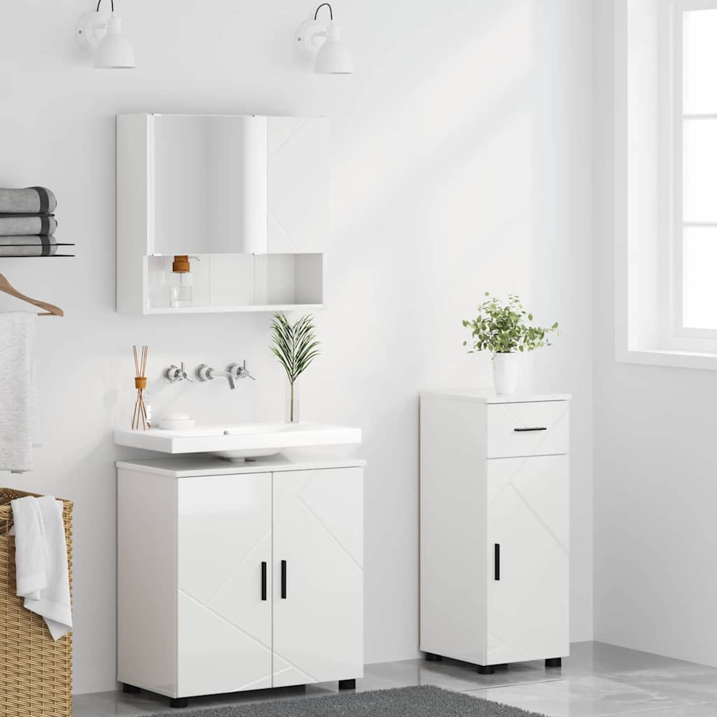 Badrumsmöbelset med låda 3 pcs Högglans Vit 61 x 35 x 64 cm