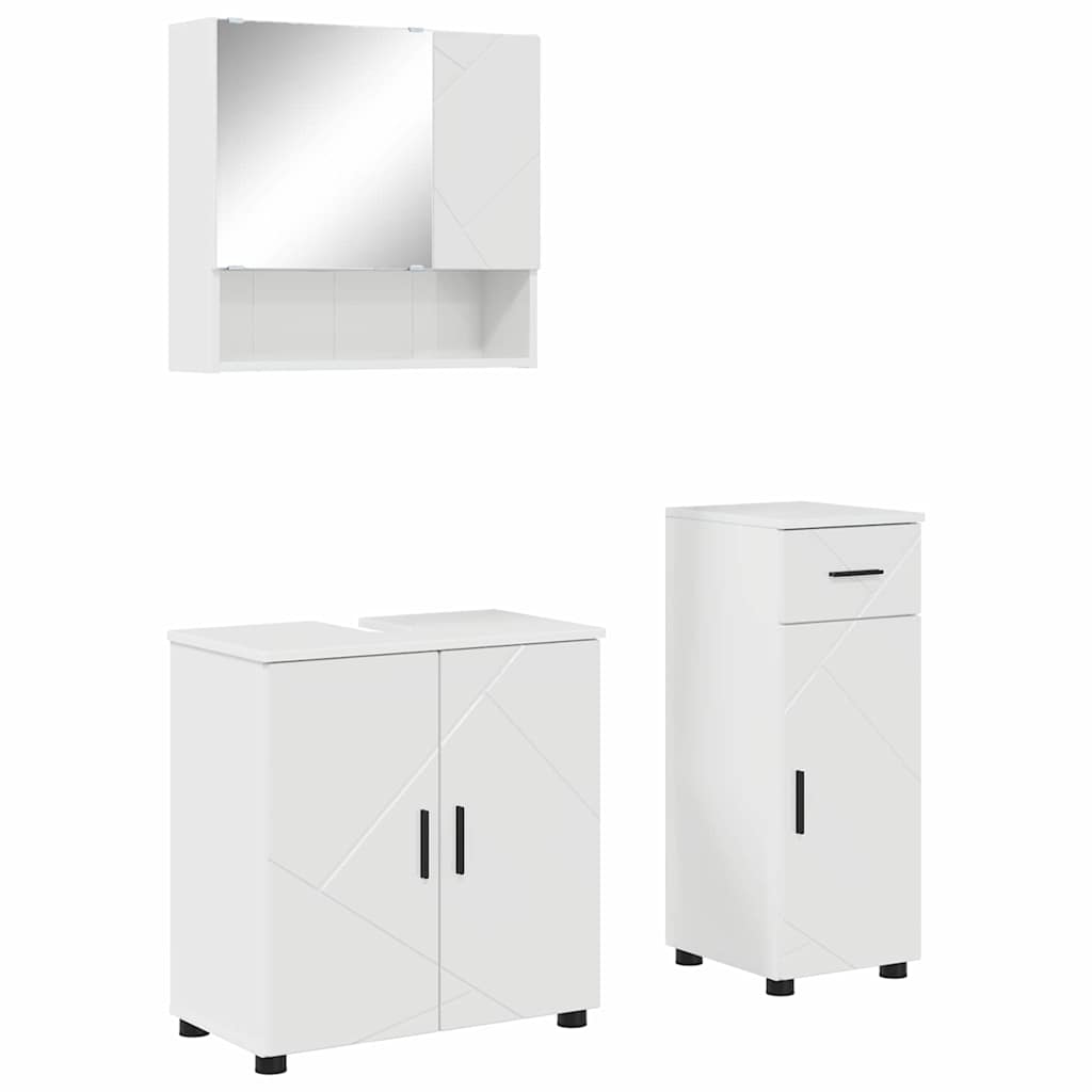 Badrumsmöbelset med låda 3 pcs Högglans Vit 61 x 35 x 64 cm