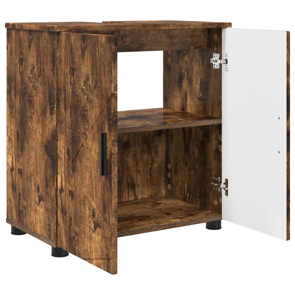 Badrumsmöbelset med låda 3 pcs Rökfärgad Ek 61 x 35 x 64 cm