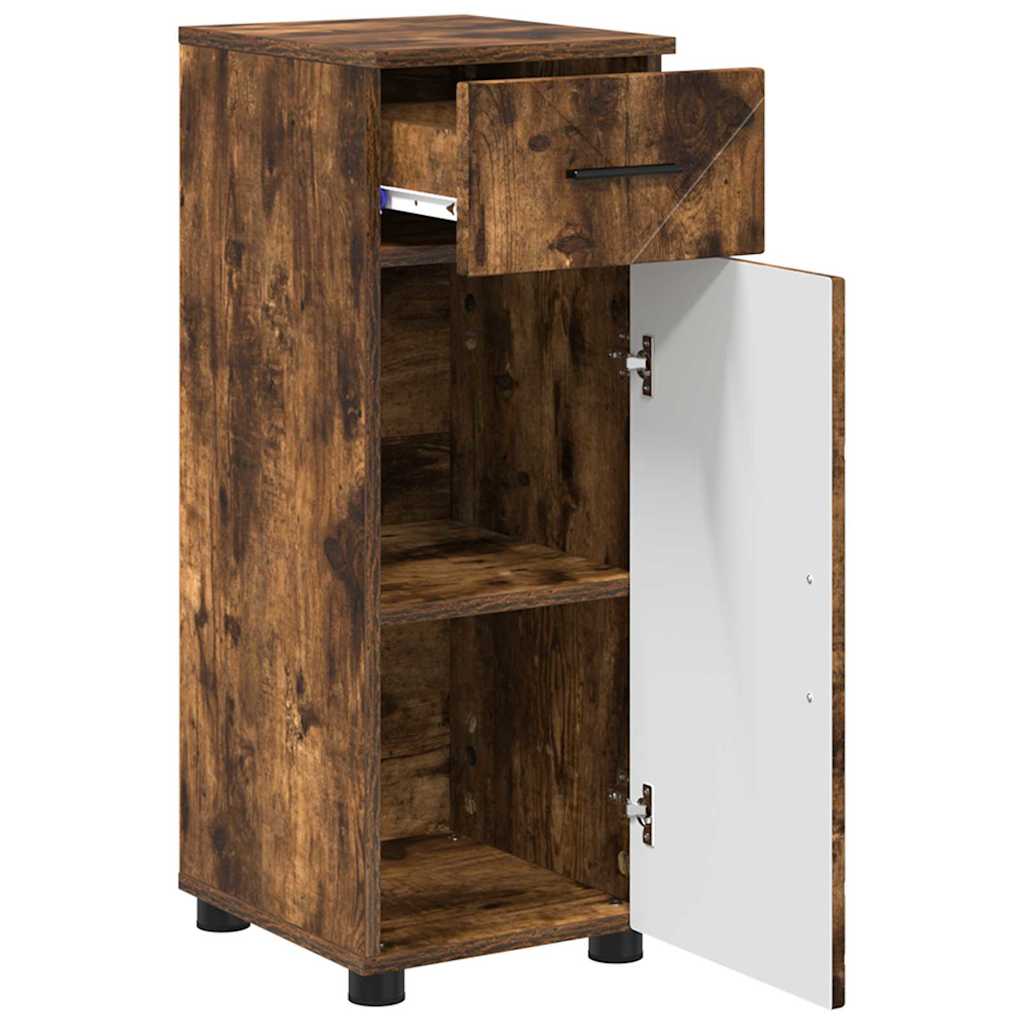 Badrumsmöbelset med låda 3 pcs Rökfärgad Ek 61 x 35 x 64 cm