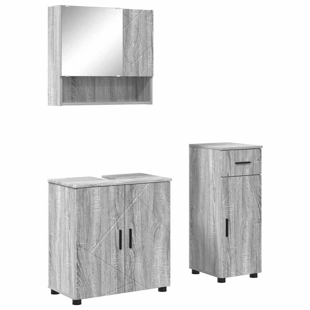 Badrumsmöbelset med låda 3 pcs Sonoma Grå 61 x 35 x 64 cm