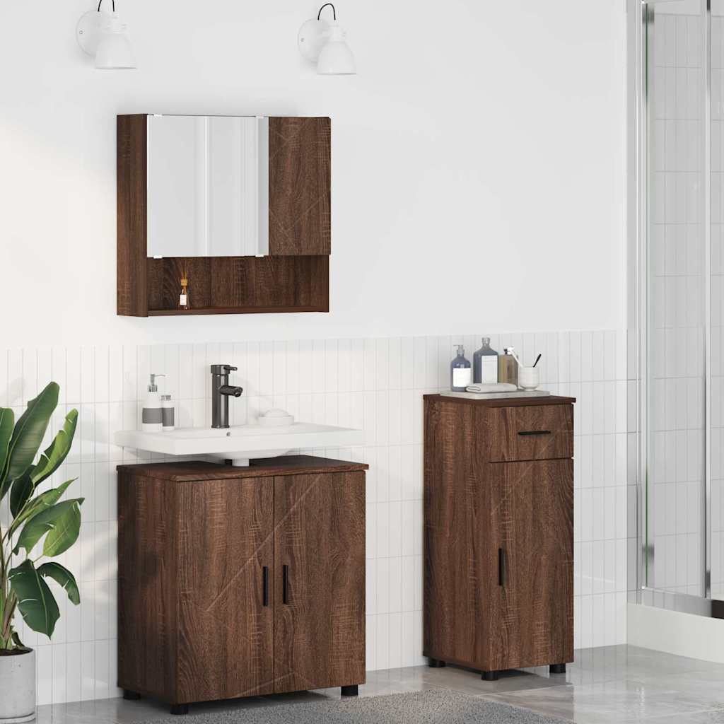 Badrumsmöbelset 3 pcs Brun Ek 61 x 35 x 64 cm