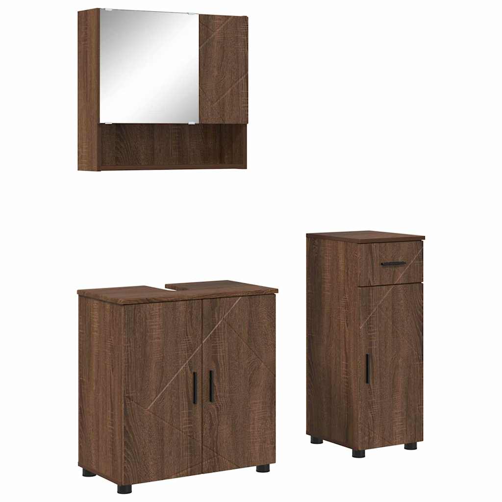 Badrumsmöbelset 3 pcs Brun Ek 61 x 35 x 64 cm