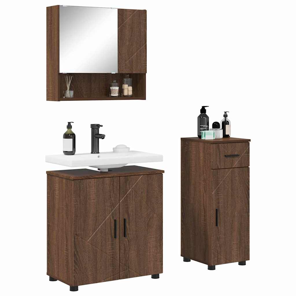 Badrumsmöbelset 3 pcs Brun Ek 61 x 35 x 64 cm