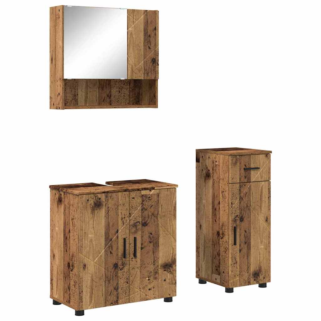 Badrumsmöbelset med låda 3 pcs Åldrat Trä 61 x 35 x 64 cm