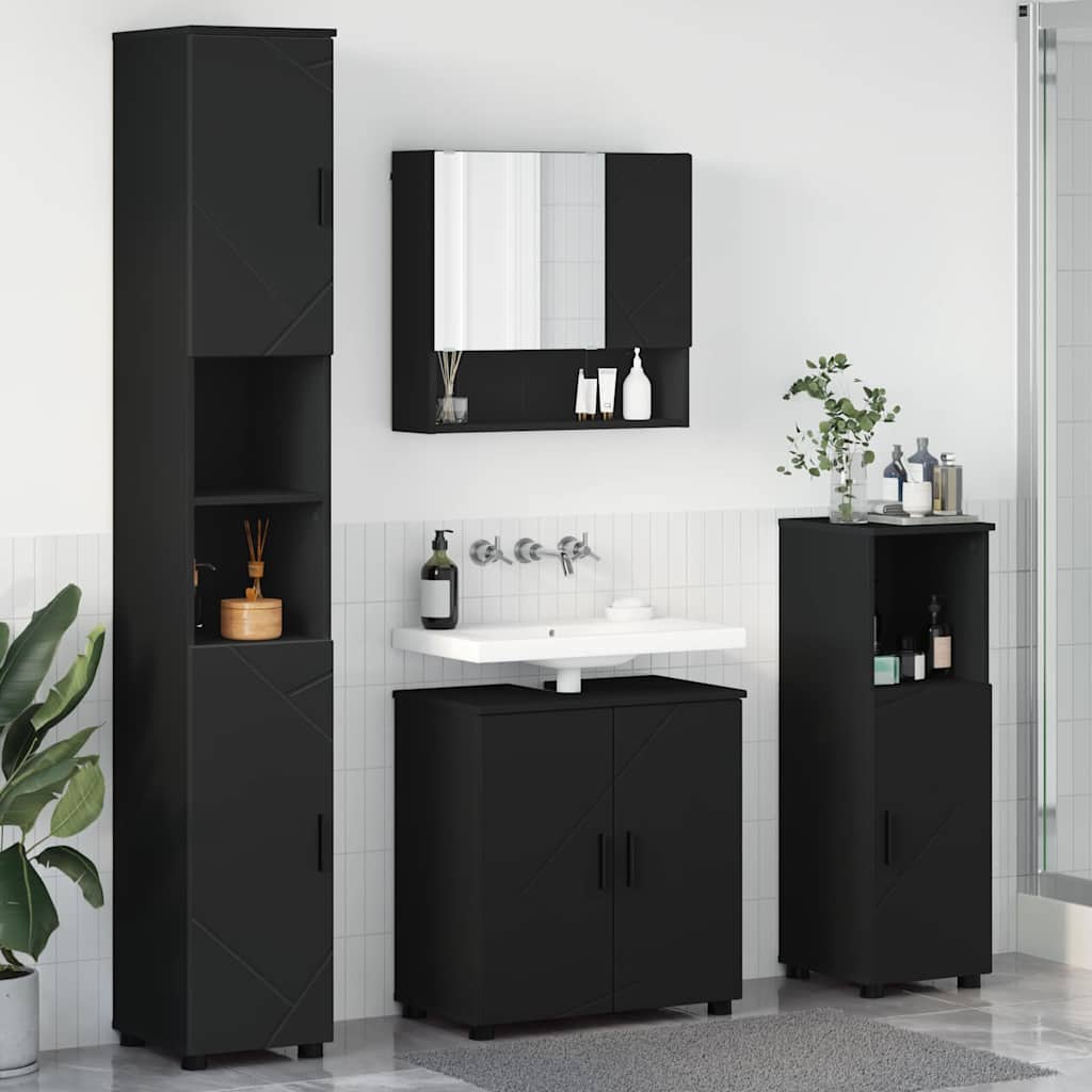 Badrumsmöbelset 4 pcs Svart 61 x 35 x 64 cm