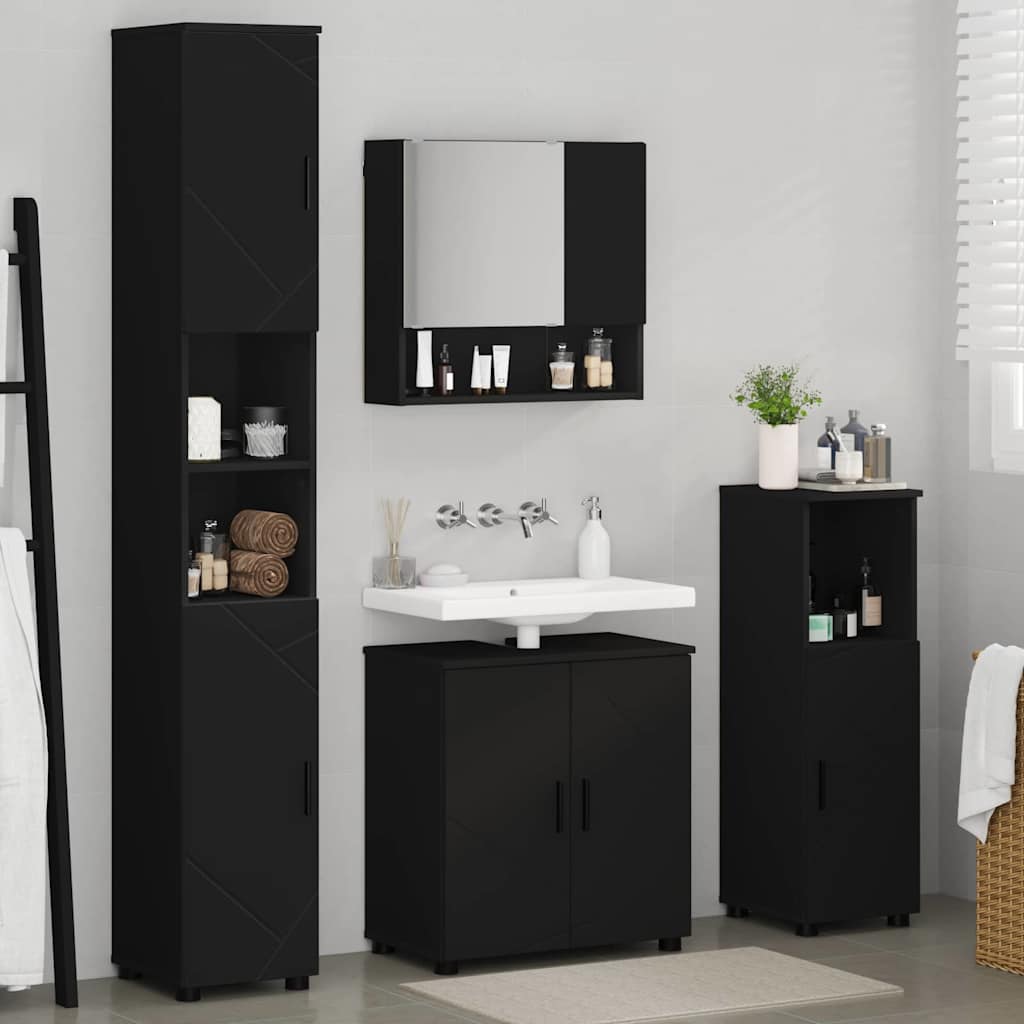 Badrumsmöbelset 4 pcs Svart 61 x 35 x 64 cm