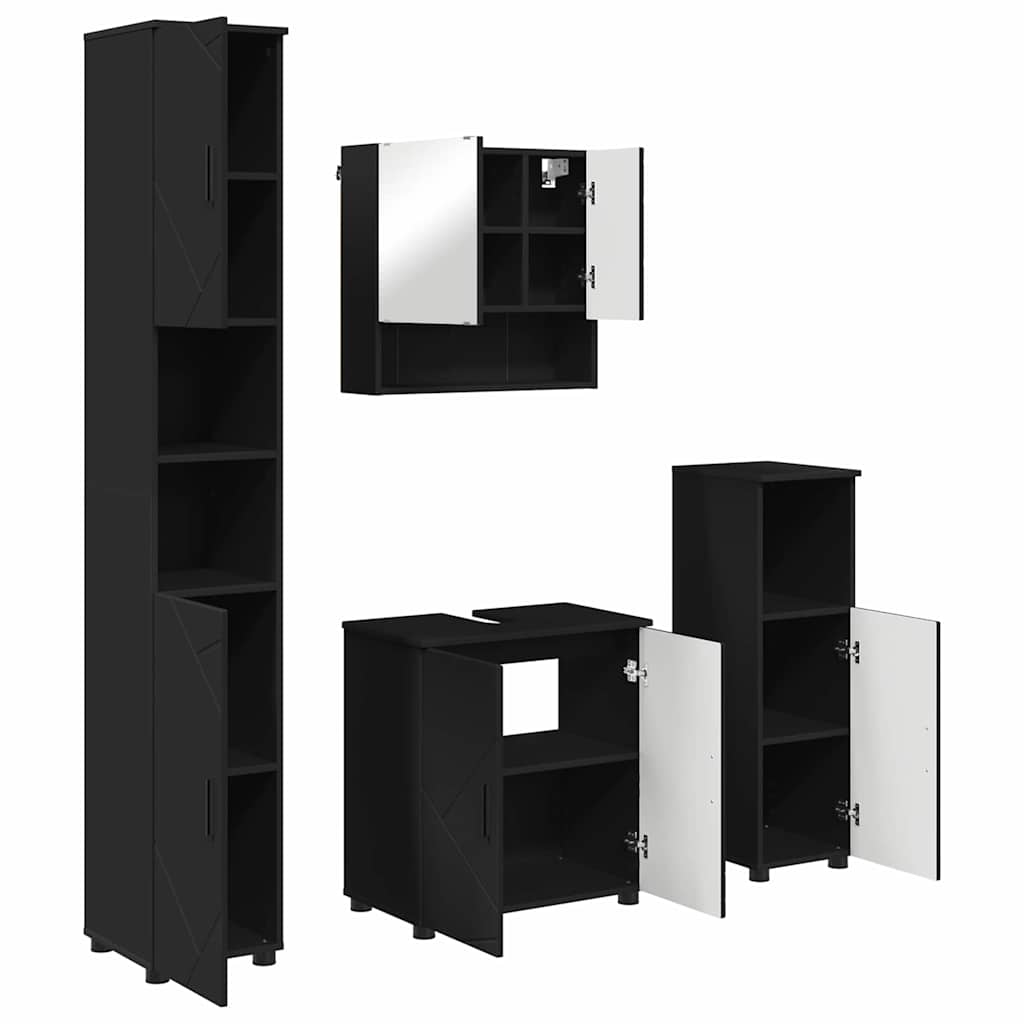 Badrumsmöbelset 4 pcs Svart 61 x 35 x 64 cm