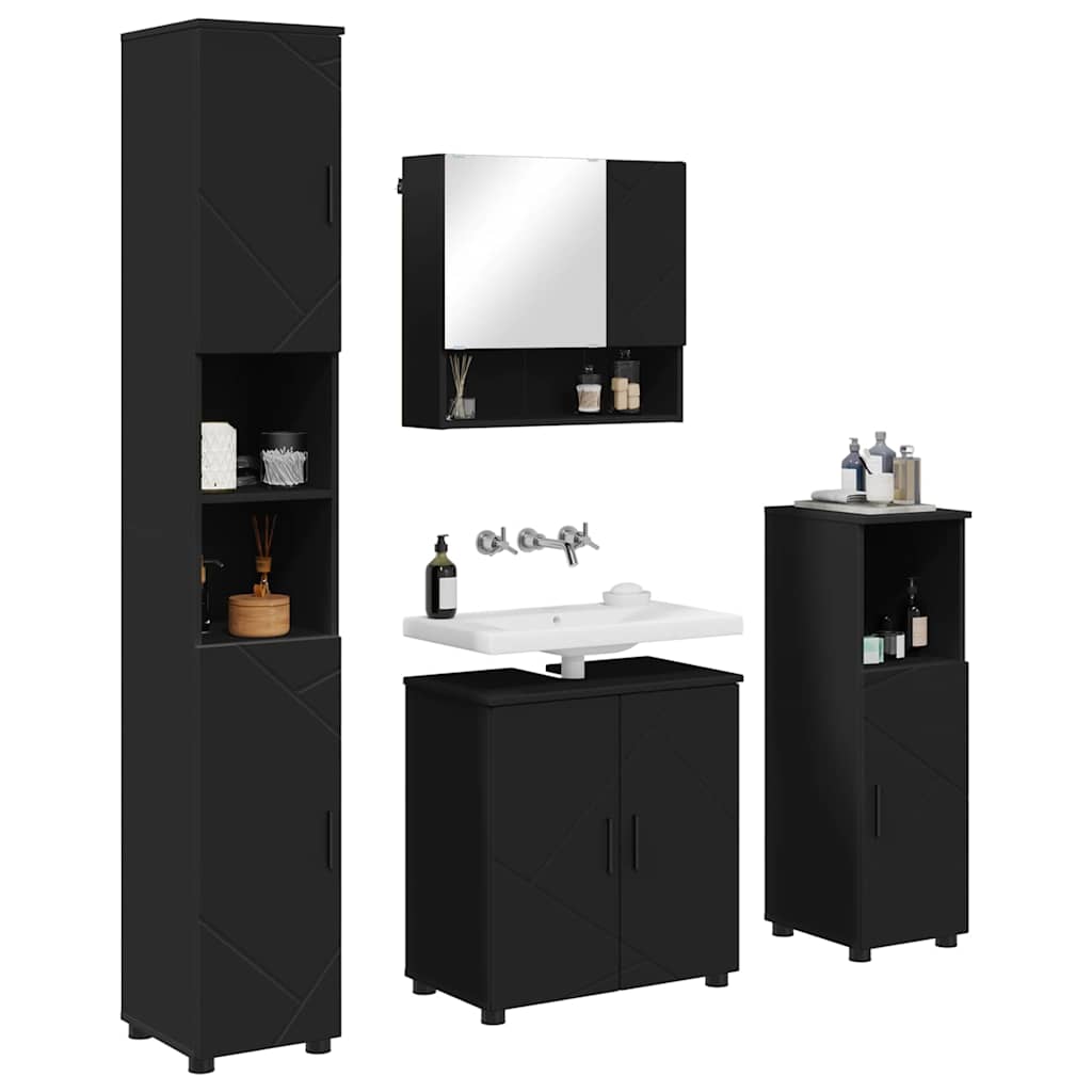 Badrumsmöbelset 4 pcs Svart 61 x 35 x 64 cm