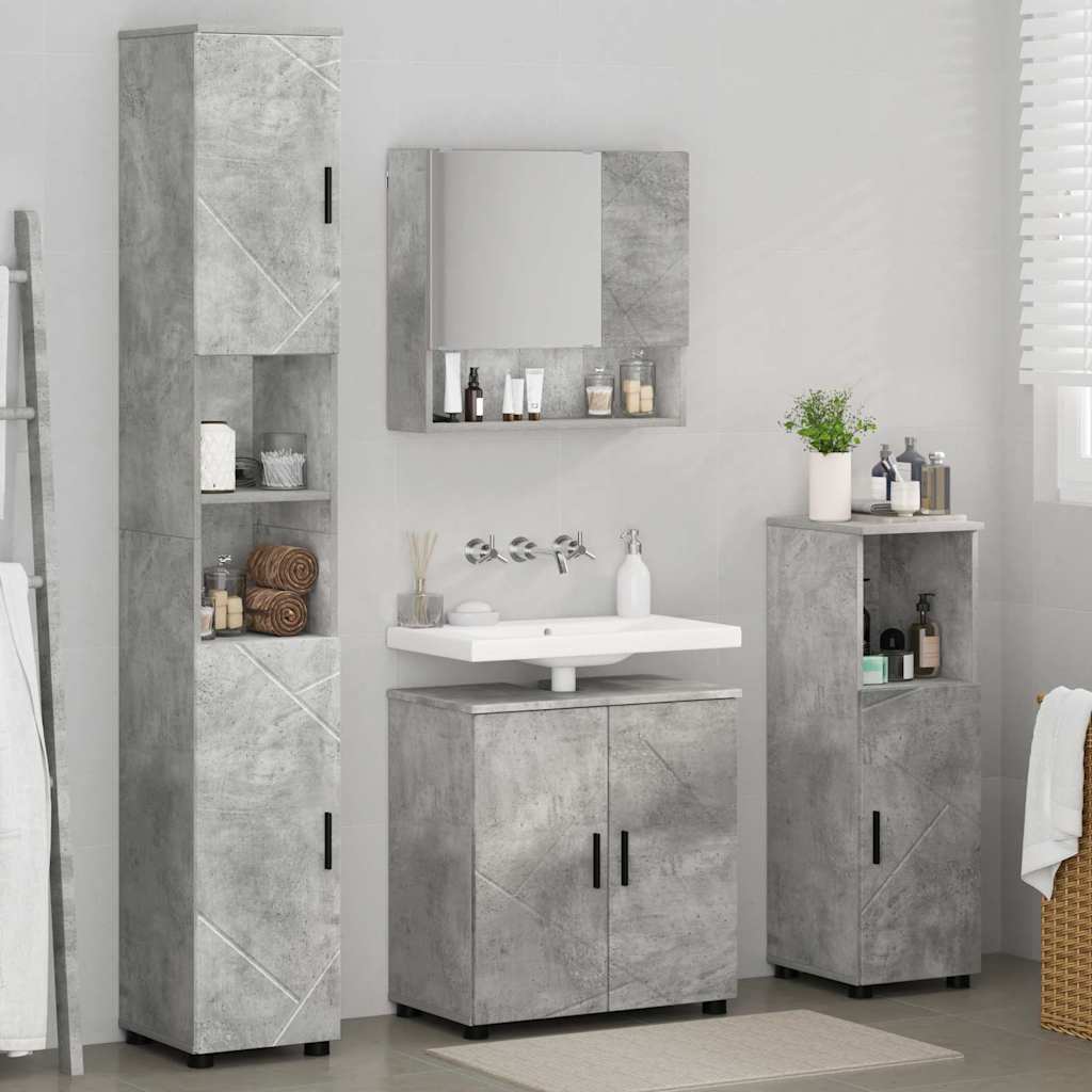 Badrumsmöbelset 4 pcs Betonggrå 61 x 35 x 64 cm