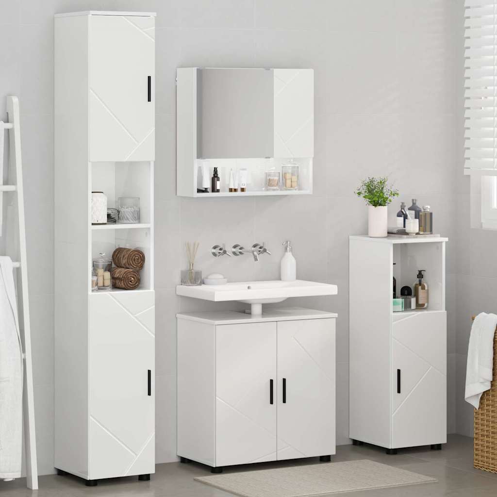 Badrumsmöbelset Väggmonterad 4 pcs Högglans Vit 61 x 35 x 64 cm
