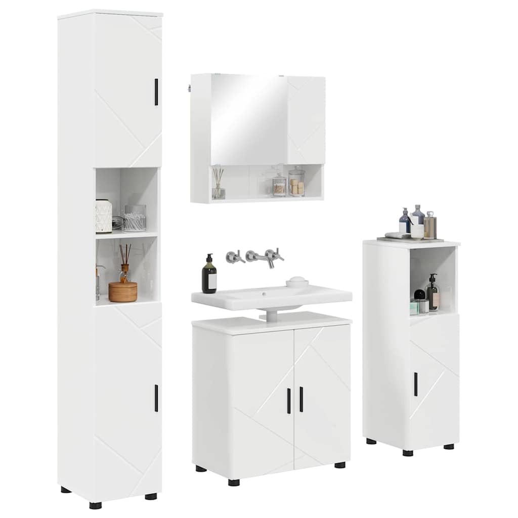 Badrumsmöbelset Väggmonterad 4 pcs Högglans Vit 61 x 35 x 64 cm