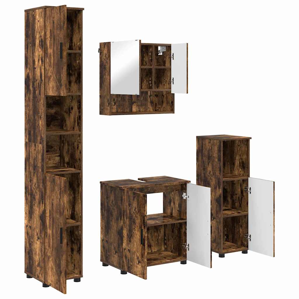 Badrumsmöbelset Väggmonterad 4 pcs Rökfärgad Ek 61 x 35 x 64 cm