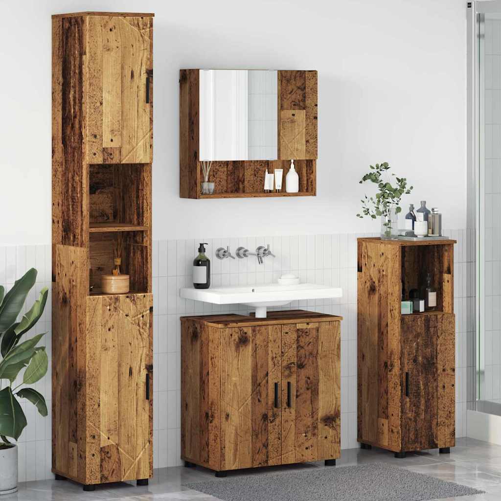 Badrumsmöbelset Väggmonterad 4 pcs Åldrat Trä 61 x 35 x 64 cm