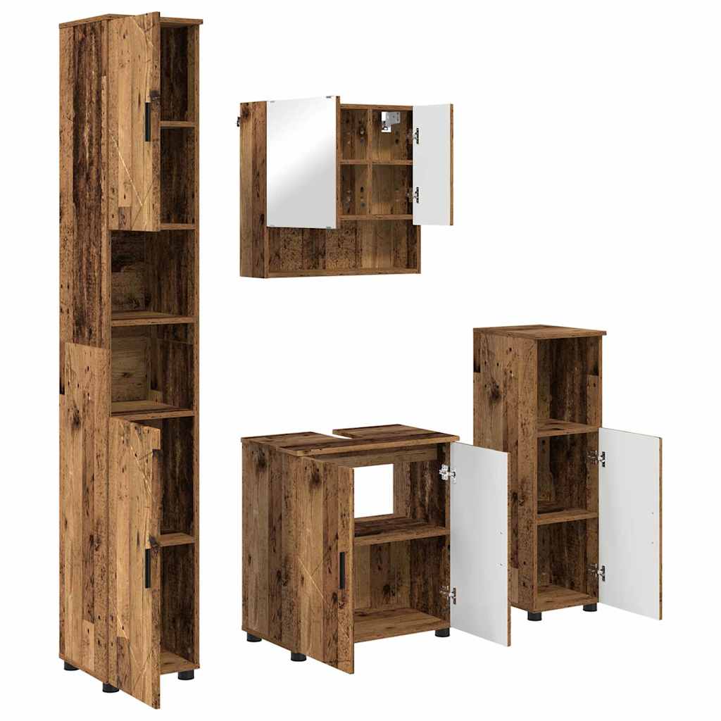 Badrumsmöbelset Väggmonterad 4 pcs Åldrat Trä 61 x 35 x 64 cm