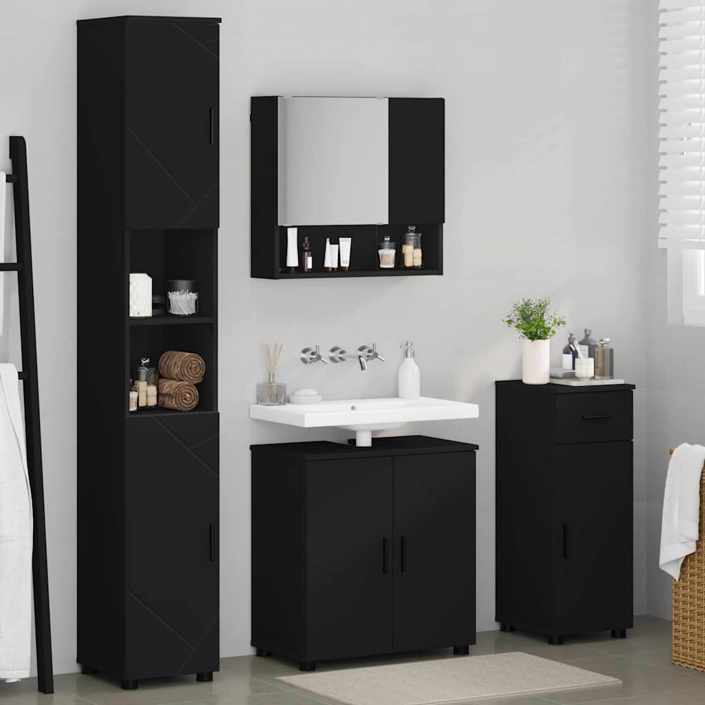 Badrumsmöbelset 4 pcs Svart 61 x 35 x 64 cm