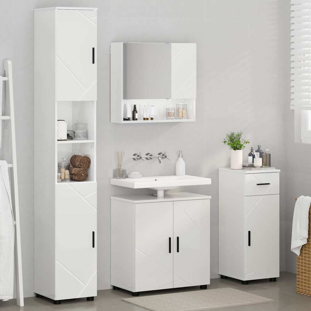 Badrumsmöbelset med låda 4 pcs Högglans Vit 61 x 35 x 64 cm