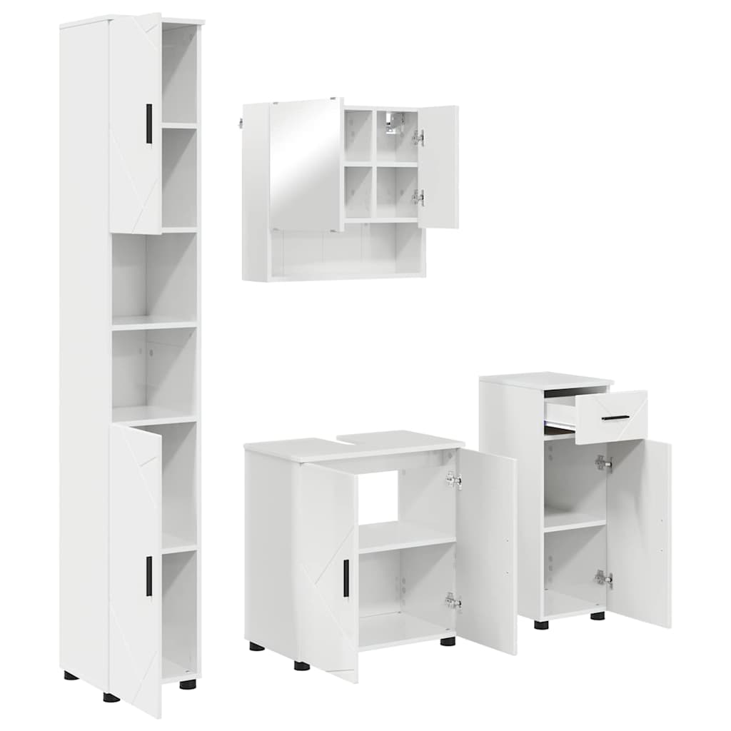Badrumsmöbelset med låda 4 pcs Högglans Vit 61 x 35 x 64 cm