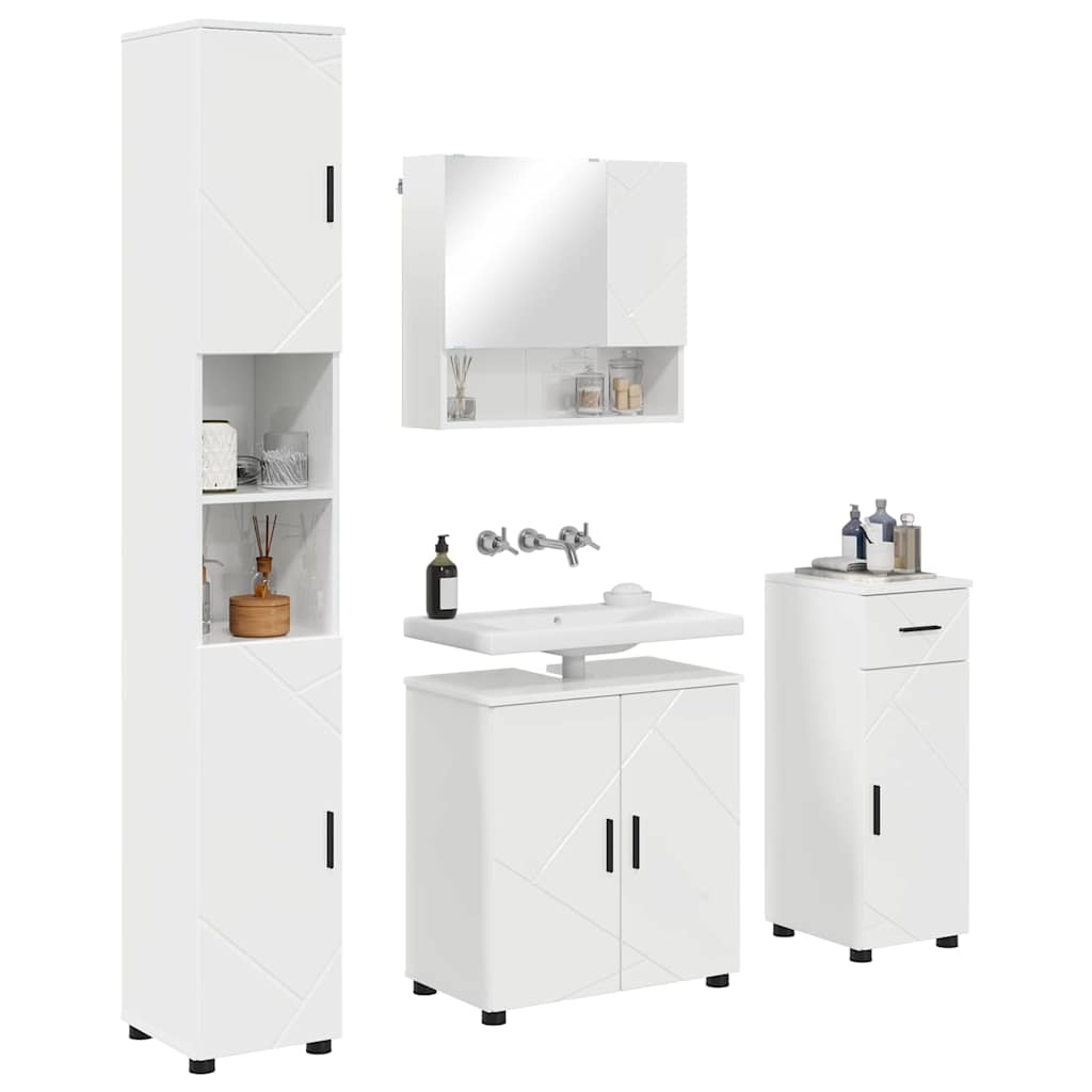 Badrumsmöbelset med låda 4 pcs Högglans Vit 61 x 35 x 64 cm