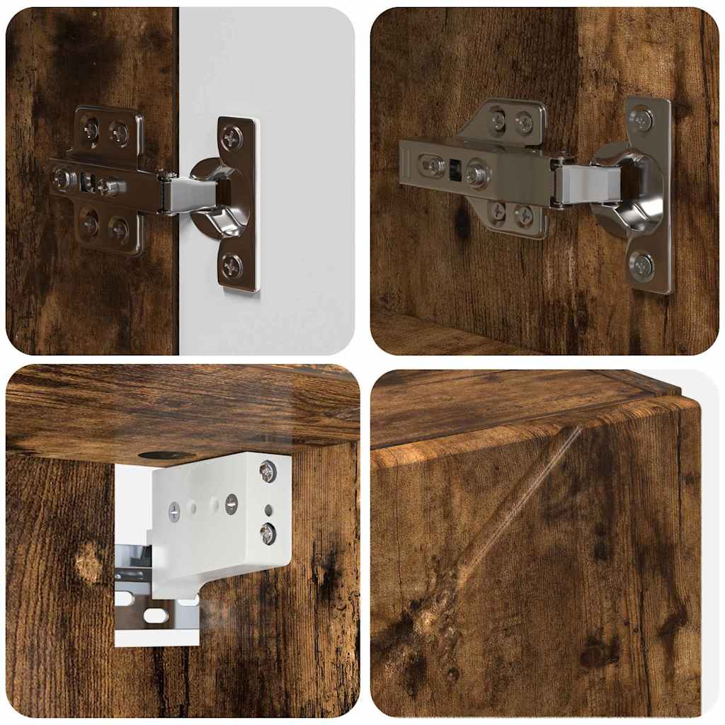 Badrumsmöbelset med låda 4 pcs Rökfärgad Ek 61 x 35 x 64 cm