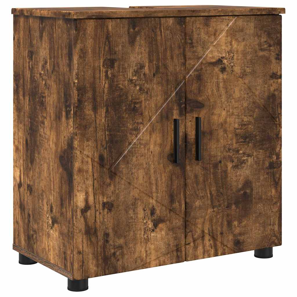 Badrumsmöbelset med låda 4 pcs Rökfärgad Ek 61 x 35 x 64 cm