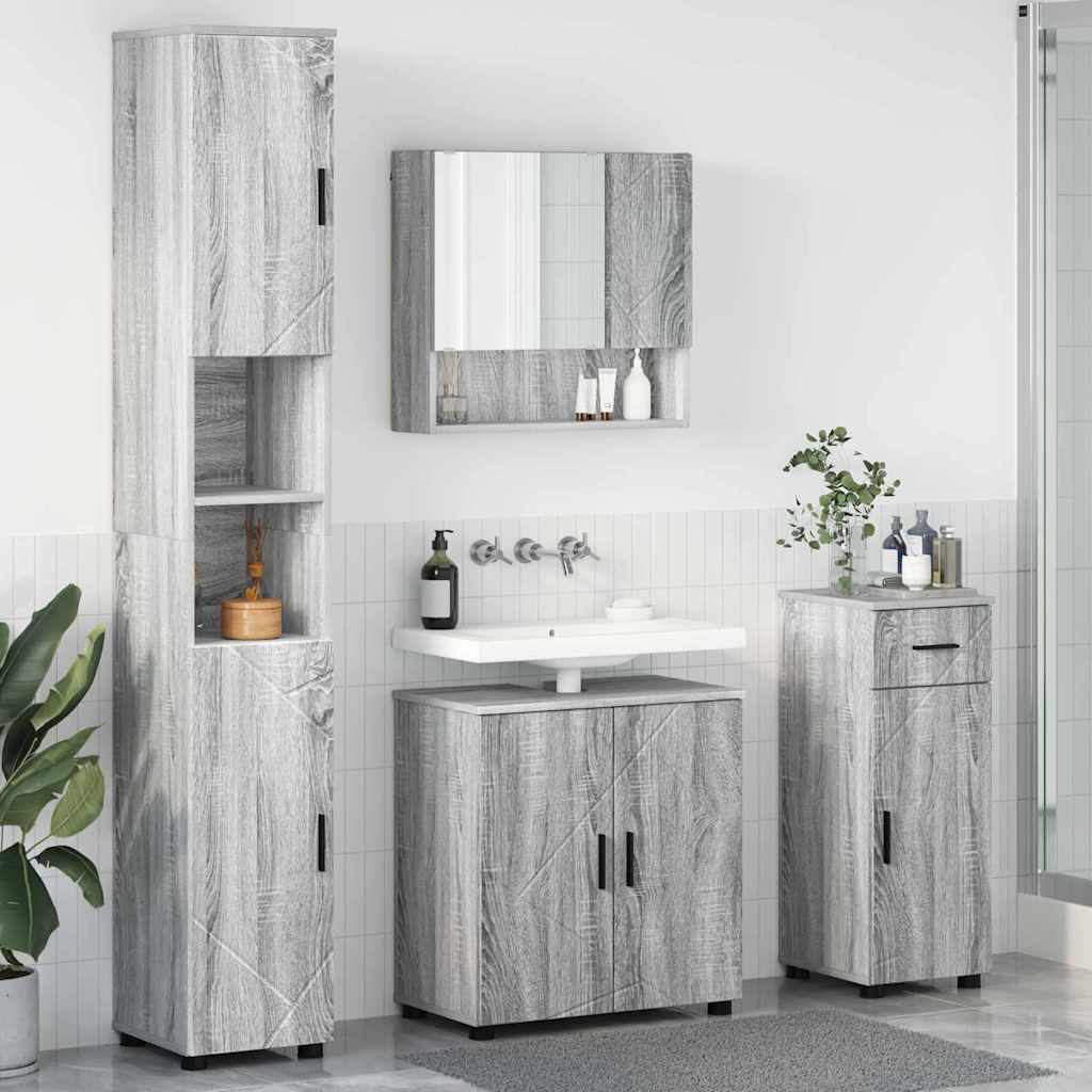 Badrumsmöbelset med låda 4 pcs Sonoma Grå 61 x 35 x 64 cm
