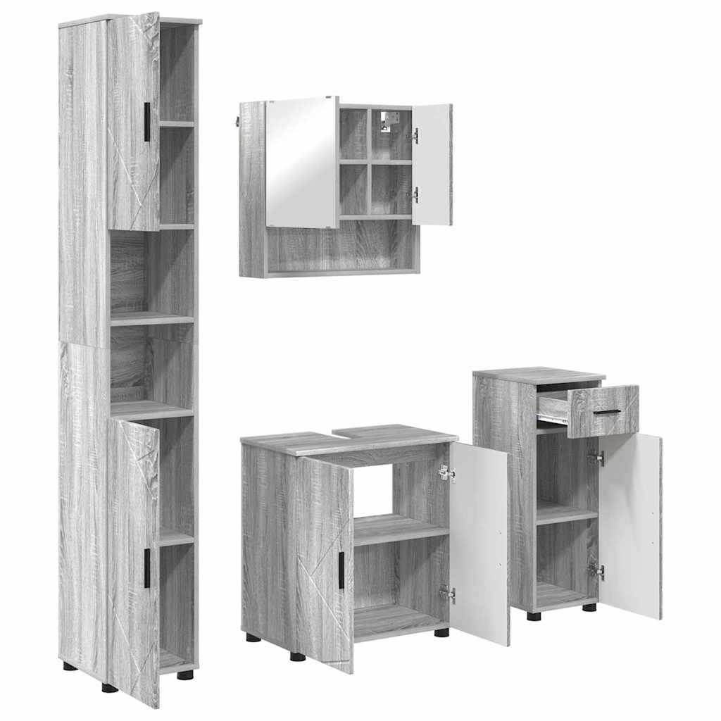 Badrumsmöbelset med låda 4 pcs Sonoma Grå 61 x 35 x 64 cm