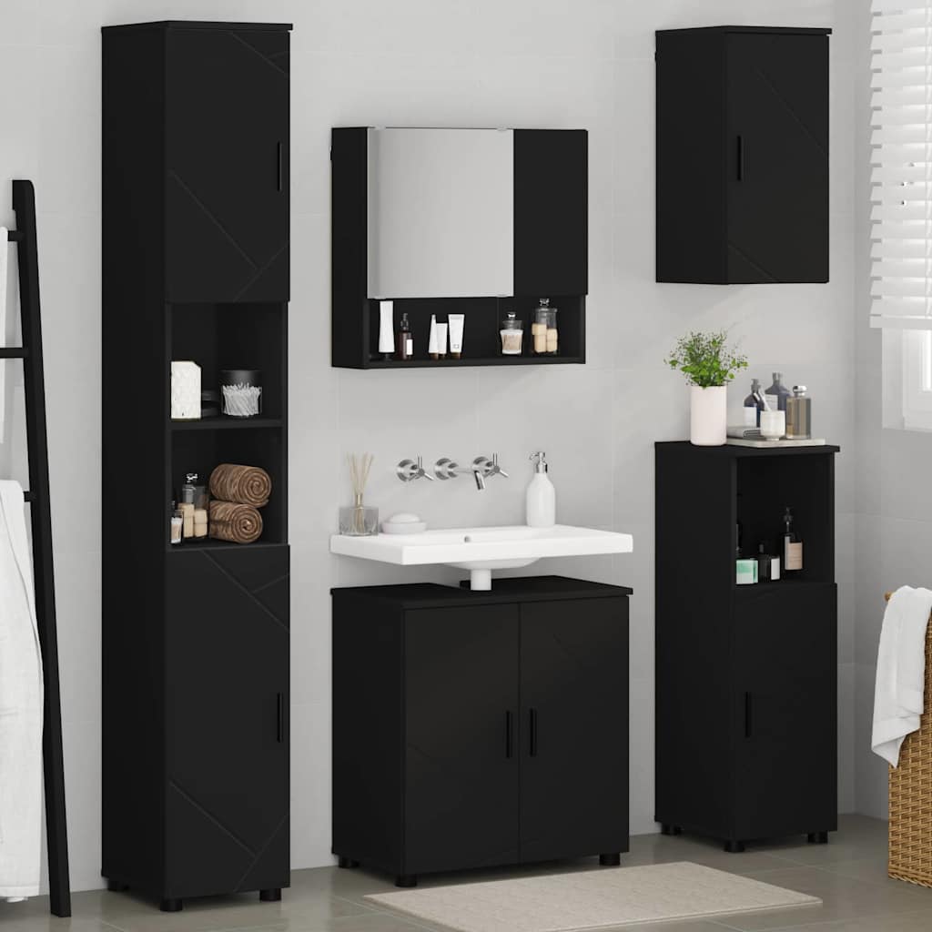 Badrumsmöbelset 5 pcs Svart 61 x 35 x 64 cm