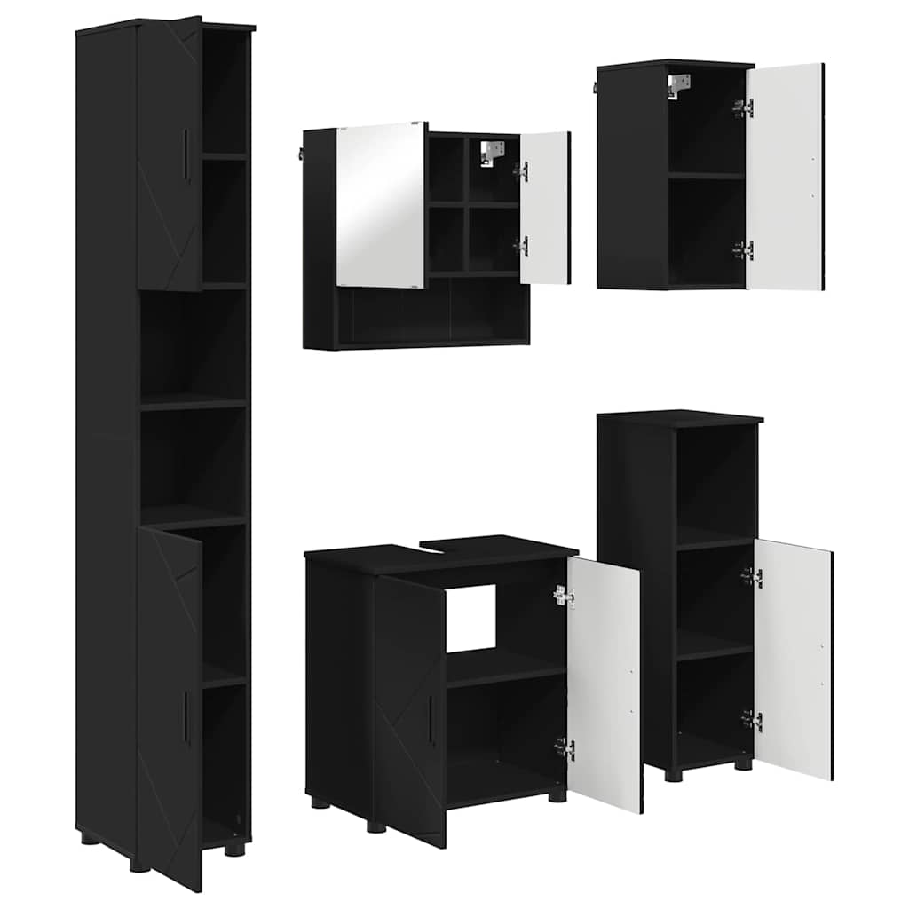 Badrumsmöbelset 5 pcs Svart 61 x 35 x 64 cm