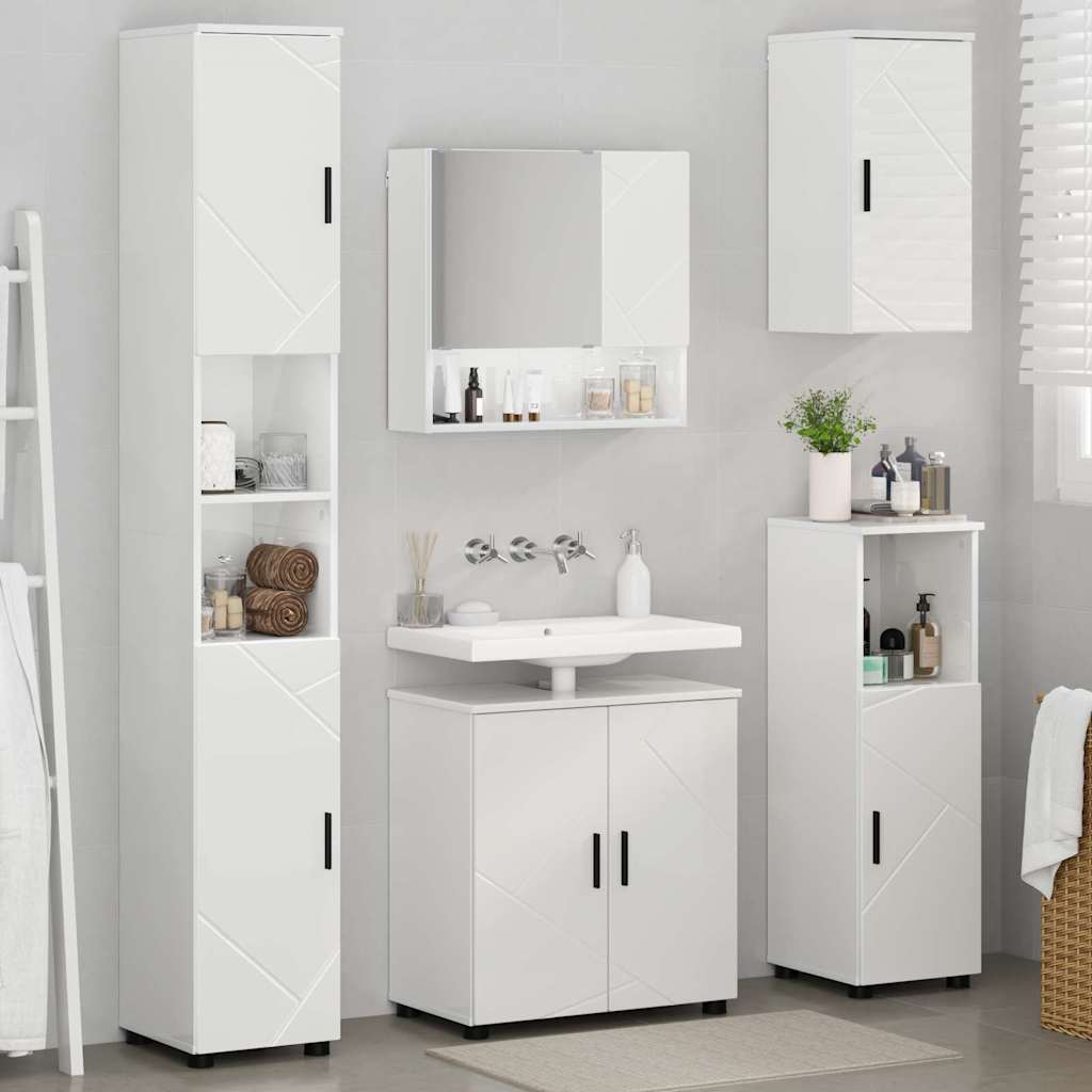 Badrumsmöbelset Väggmonterad 5 pcs Högglans Vit 61 x 35 x 64 cm