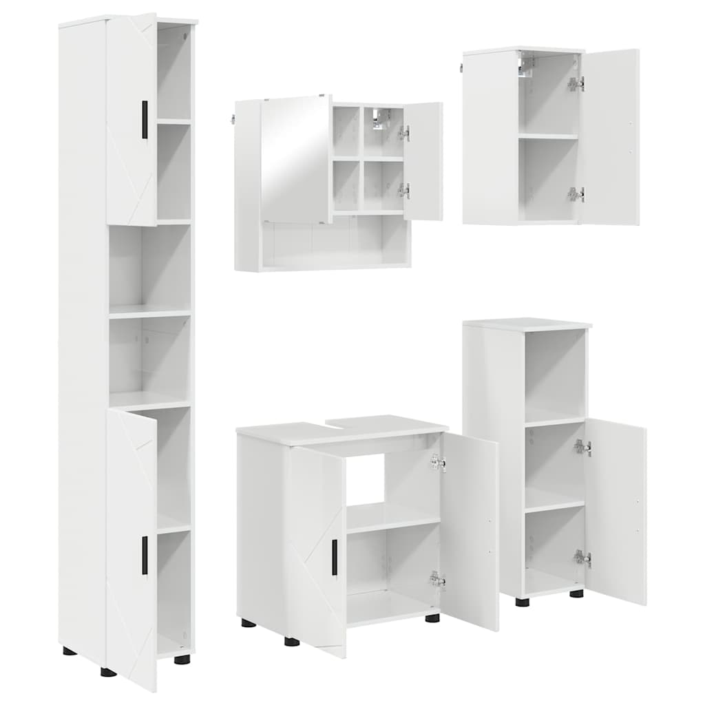 Badrumsmöbelset Väggmonterad 5 pcs Högglans Vit 61 x 35 x 64 cm