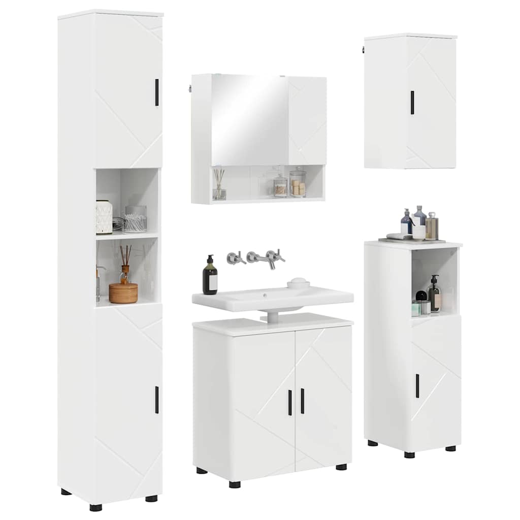 Badrumsmöbelset Väggmonterad 5 pcs Högglans Vit 61 x 35 x 64 cm