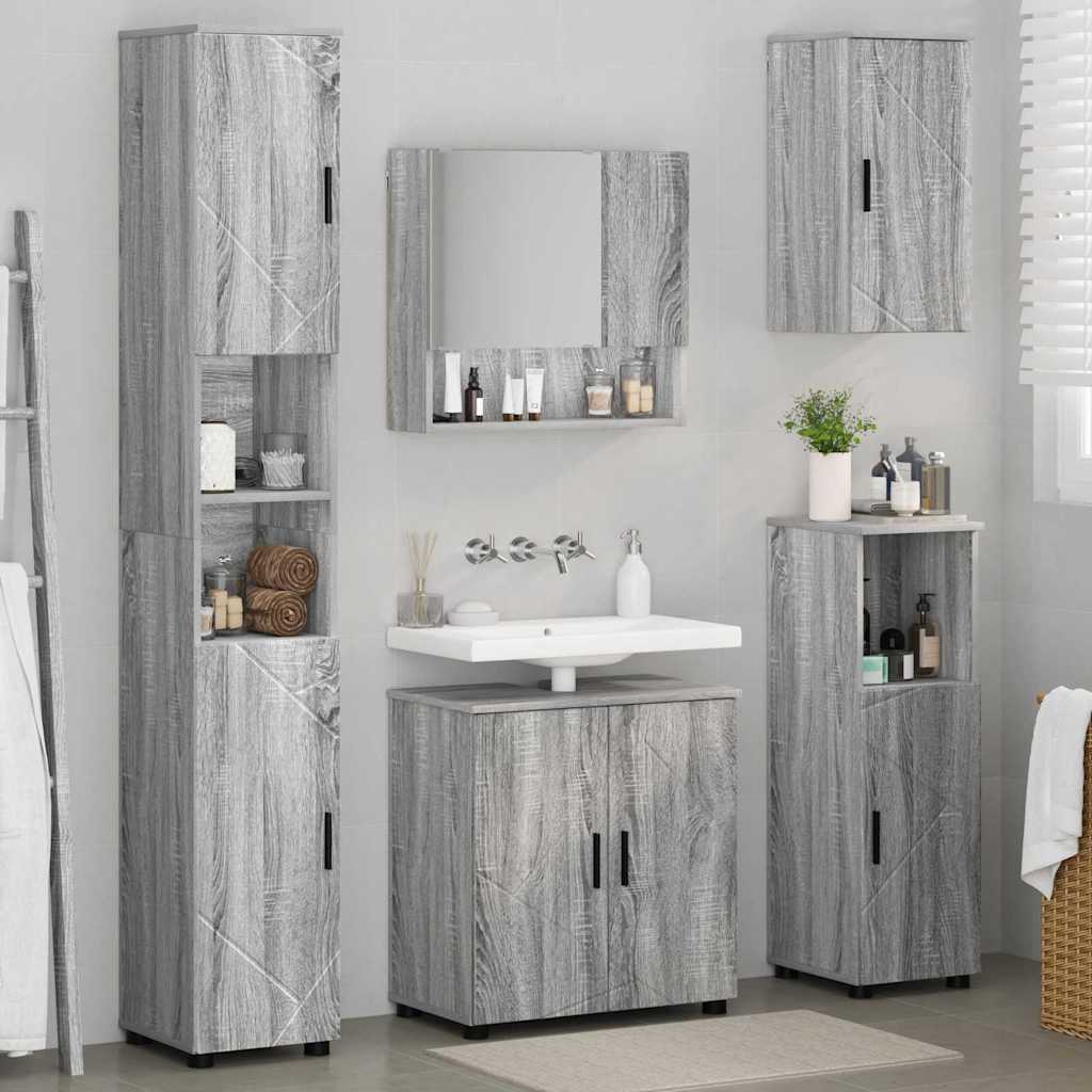 Badrumsmöbelset Väggmonterad 5 pcs Sonoma Grå 61 x 35 x 64 cm