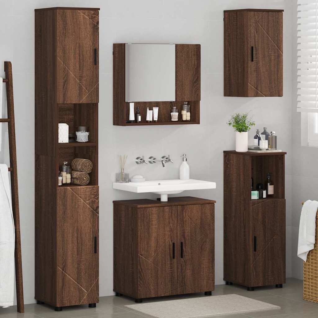 Badrumsmöbelset 5 pcs Brun Ek 61 x 35 x 64 cm