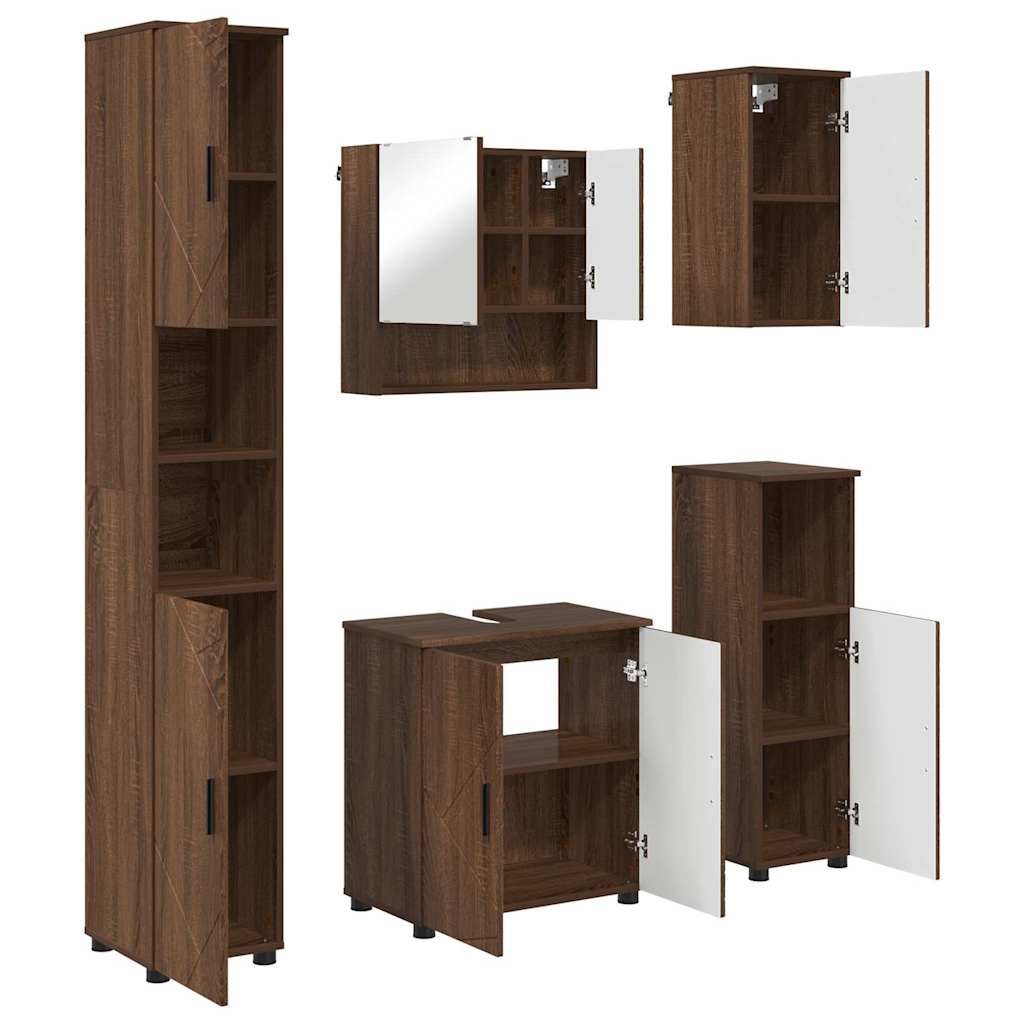 Badrumsmöbelset 5 pcs Brun Ek 61 x 35 x 64 cm