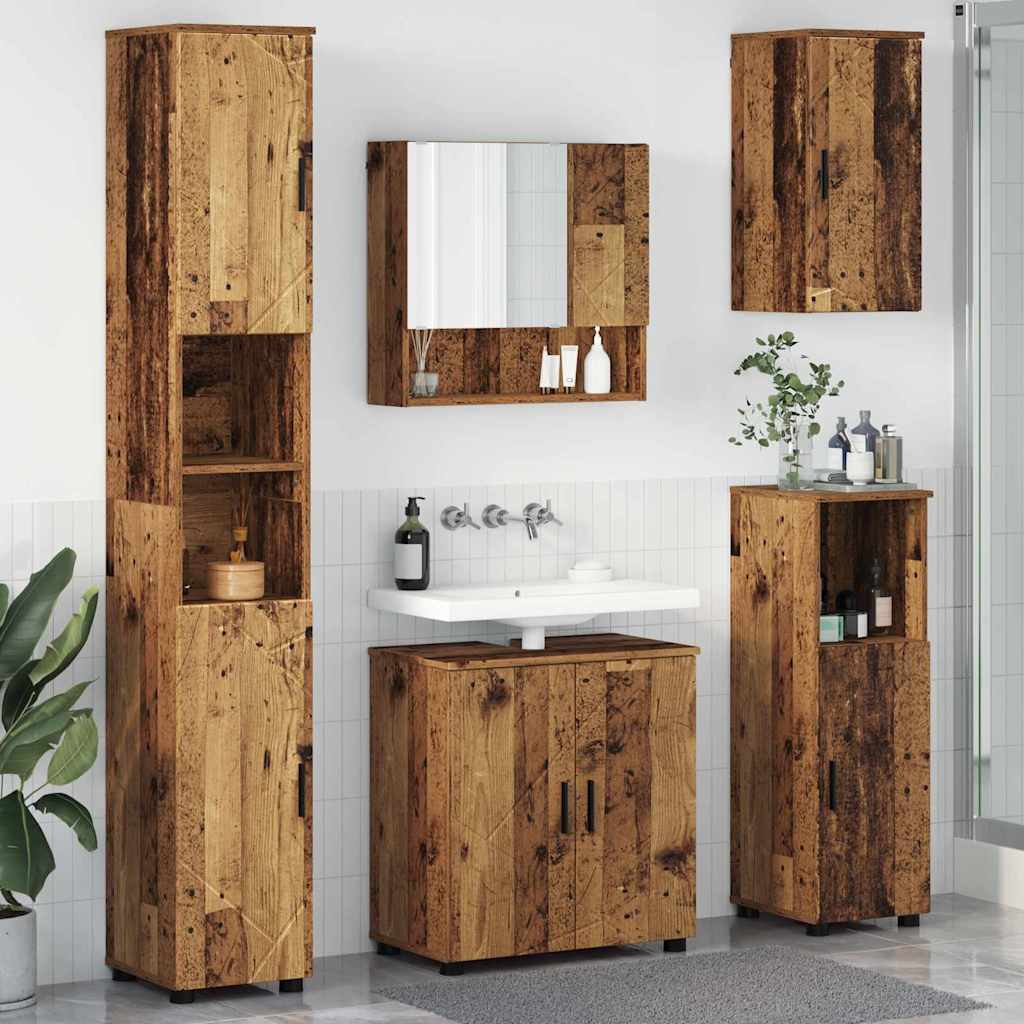 Badrumsmöbelset Väggmonterad 5 pcs Åldrat Trä 61 x 35 x 64 cm