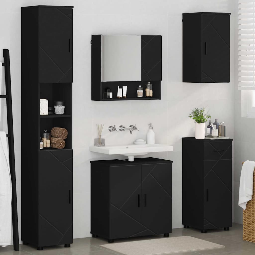 Badrumsmöbelset 5 pcs Svart 61 x 35 x 64 cm