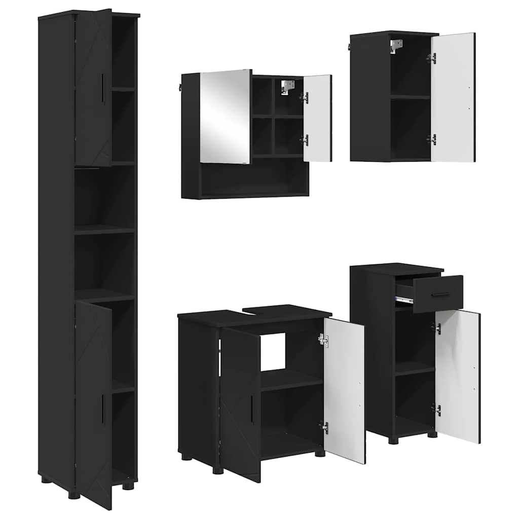 Badrumsmöbelset 5 pcs Svart 61 x 35 x 64 cm