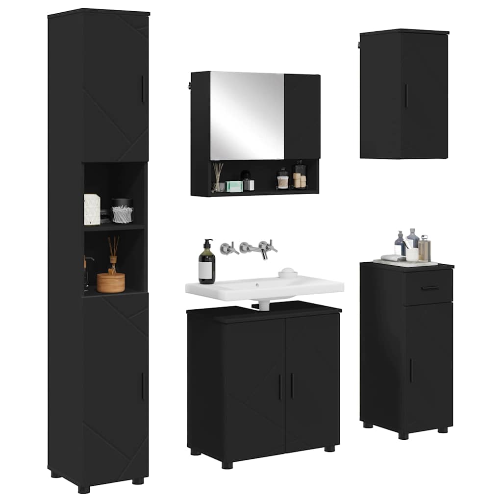 Badrumsmöbelset 5 pcs Svart 61 x 35 x 64 cm