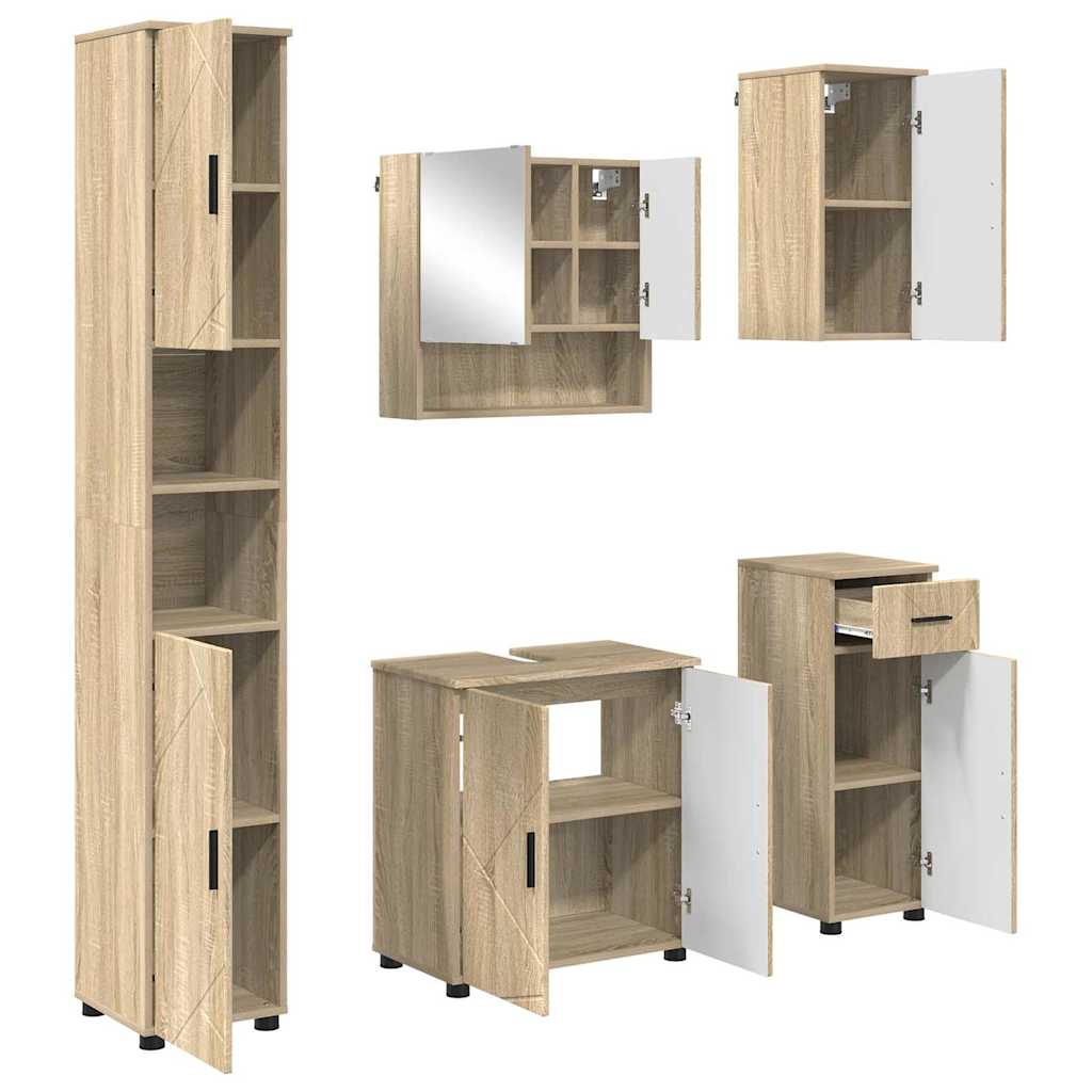 Badrumsmöbelset 5 pcs Sonoma Ek 61 x 35 x 64 cm