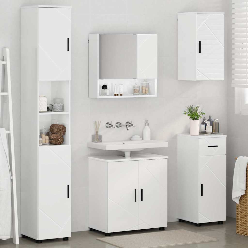 Badrumsmöbelset med låda 5 pcs Högglans Vit 61 x 35 x 64 cm