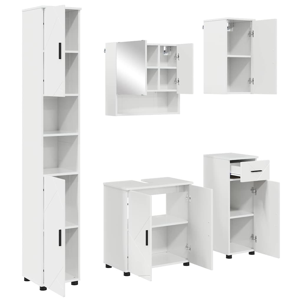 Badrumsmöbelset med låda 5 pcs Högglans Vit 61 x 35 x 64 cm