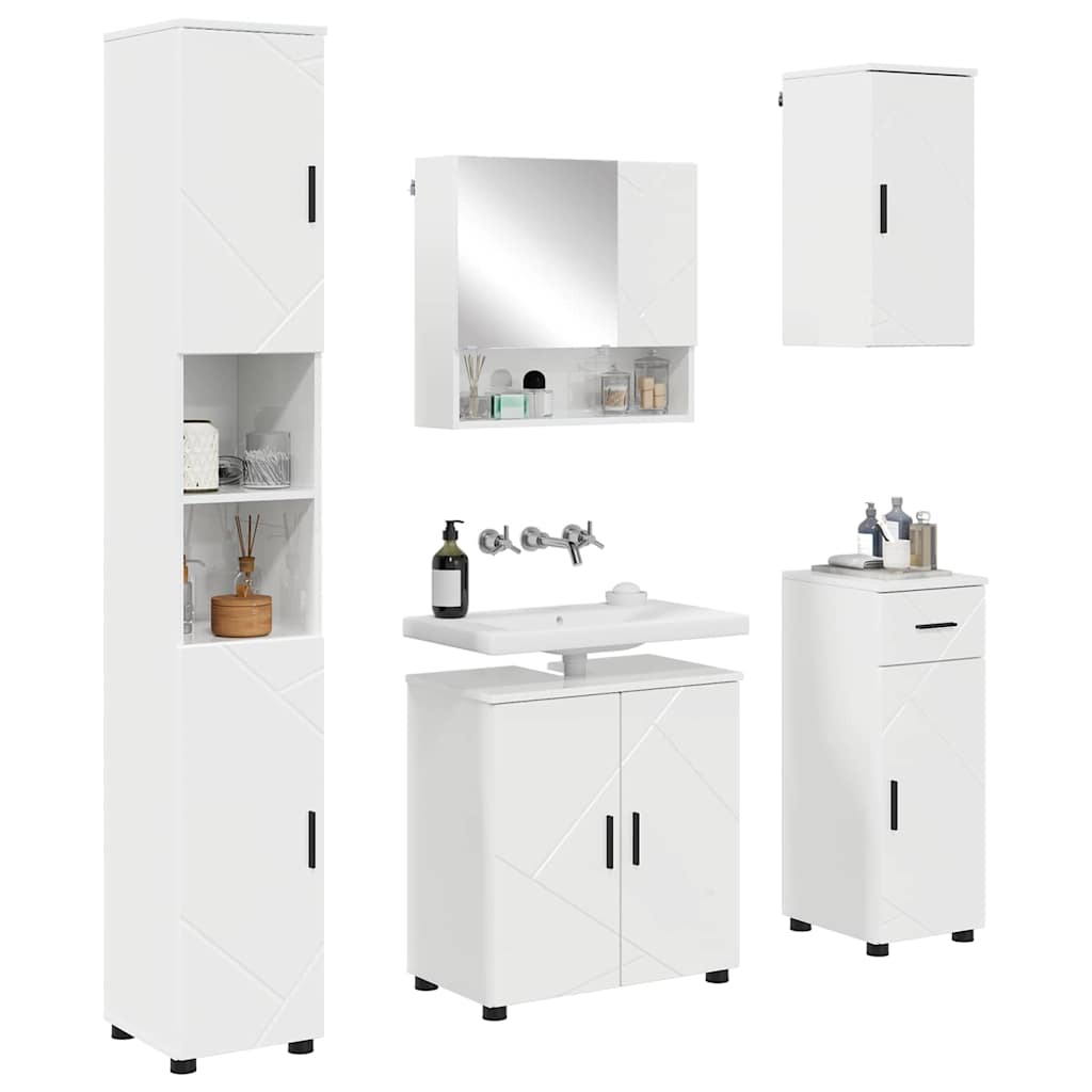 Badrumsmöbelset med låda 5 pcs Högglans Vit 61 x 35 x 64 cm