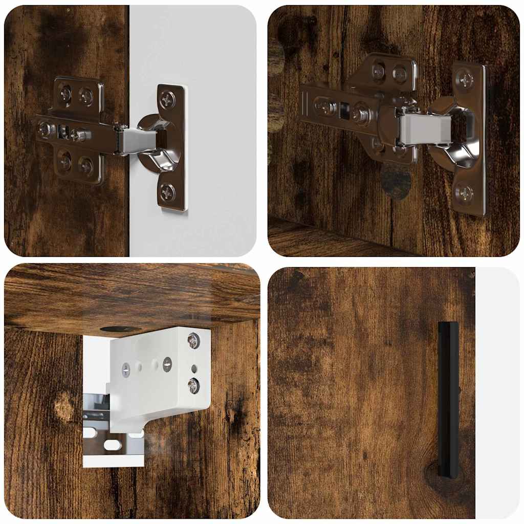 Badrumsmöbelset med låda 5 pcs Rökfärgad Ek 61 x 35 x 64 cm