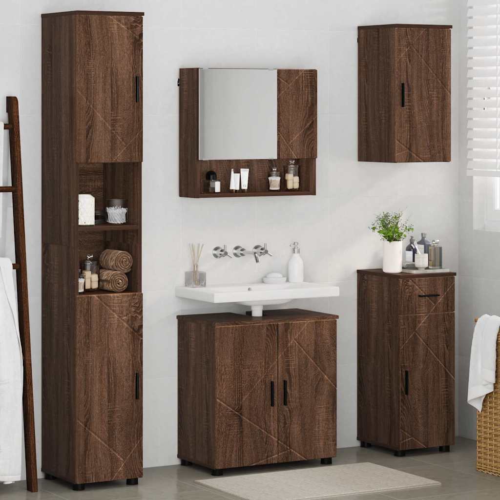 Badrumsmöbelset 5 pcs Brun Ek 61 x 35 x 64 cm