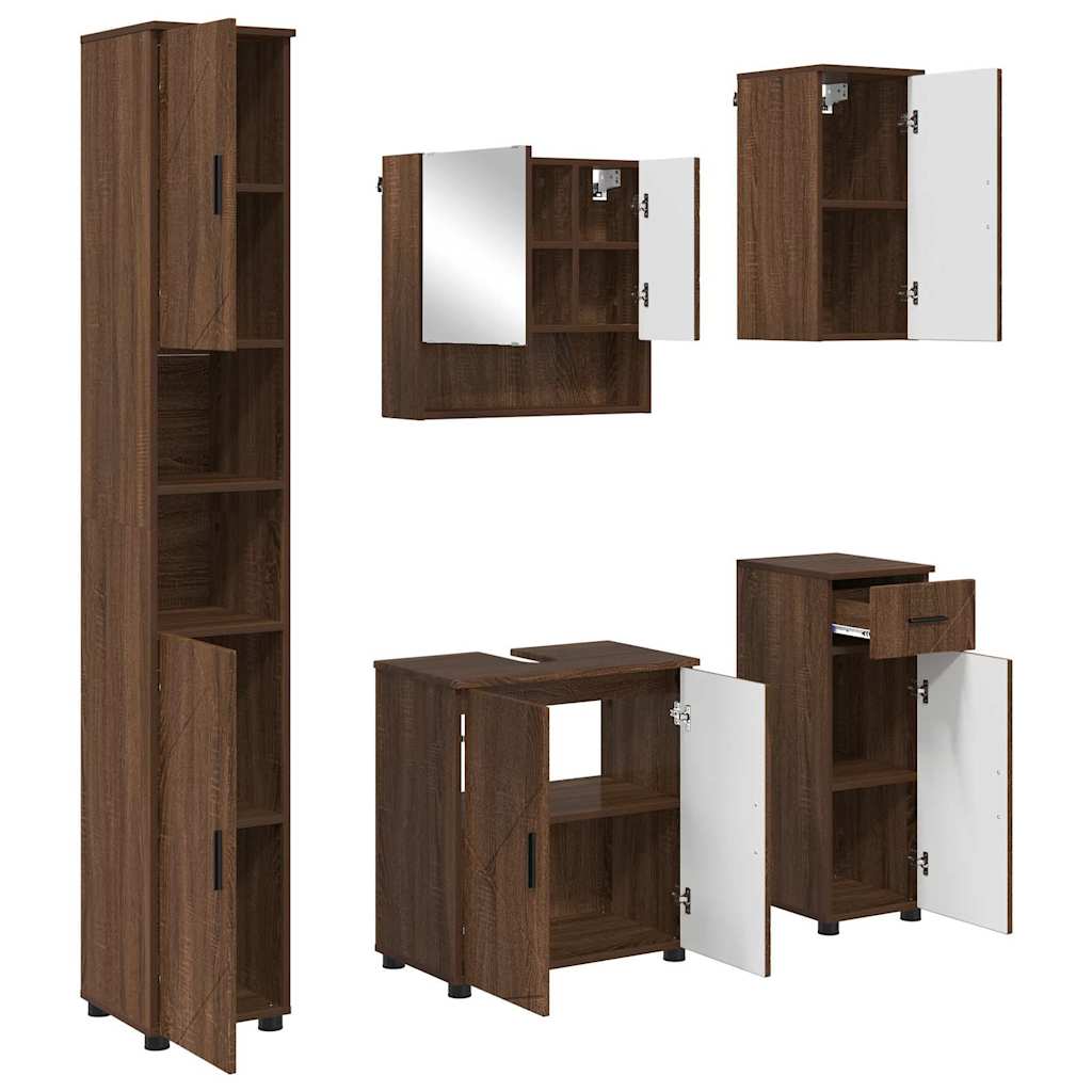 Badrumsmöbelset 5 pcs Brun Ek 61 x 35 x 64 cm
